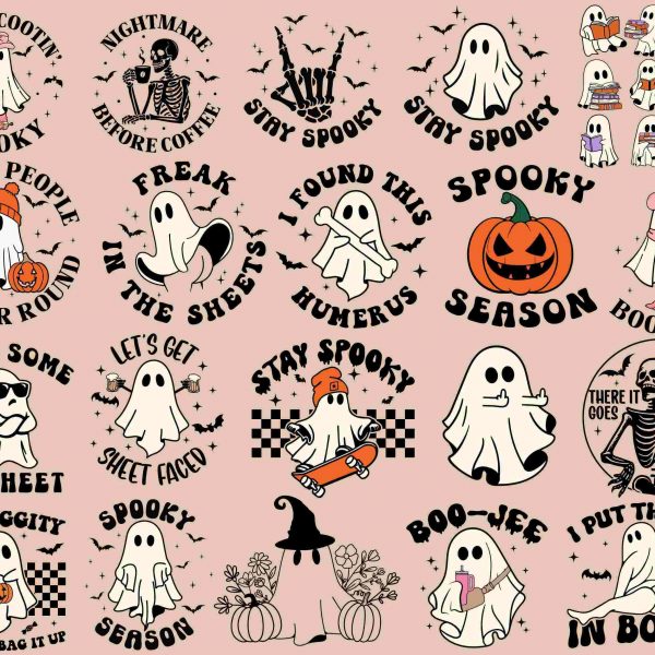 Spooky Season Halloween SVG PNG Bundle 20 Retro Designs for Cricut