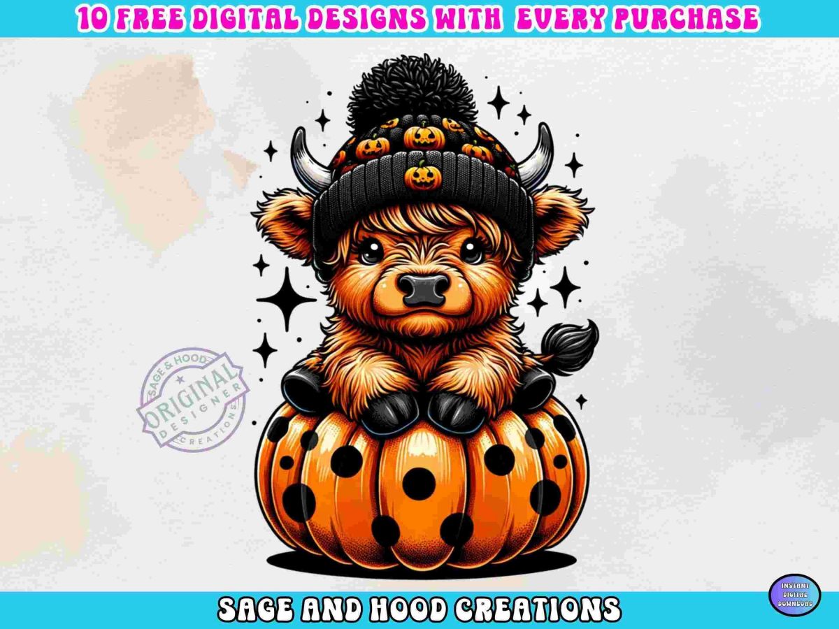 Spooky Season Highland Cow Pumpkin png Collection for Fall Trends