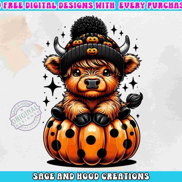 Spooky Season Highland Cow Pumpkin png Collection for Fall Trends