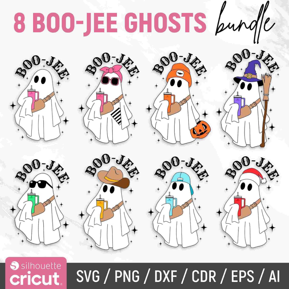 Spooky Season SVG Bundle Cute Ghost Halloween Shirt Boujee Design