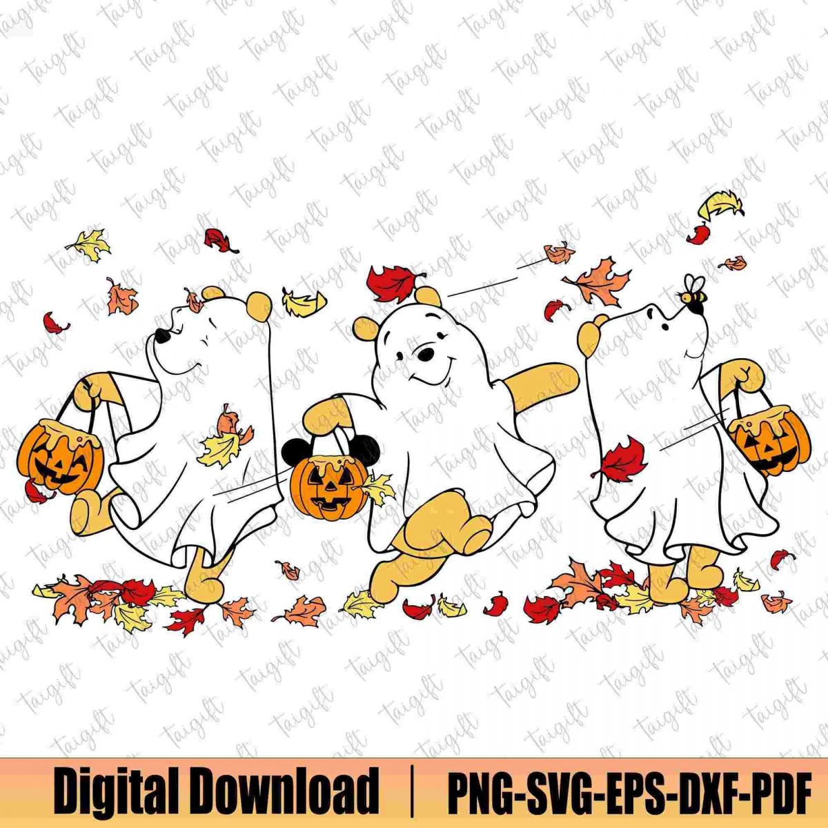 Spooky Season Svg Halloween Ghost Svg Winnie The Pooh Autumn Leaf Svg