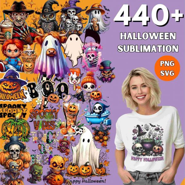 Spooky Season SVG PNG Bundle 440 Halloween Designs for TShirts