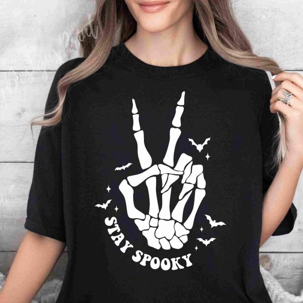 Spooky Season SVG PNG Halloween Skeleton Hand Vibes Shirt Funny