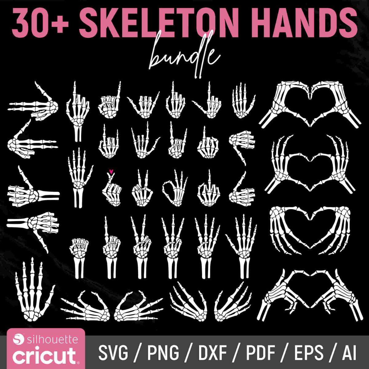 Spooky Skeleton Hands Skull Svg Bundle for Halloween Middle Finger