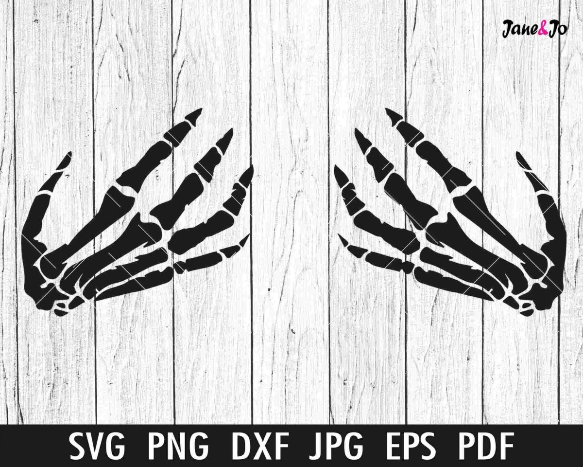 Spooky Skeleton Hands Skull SVG Clipart for Halloween Cute PNG