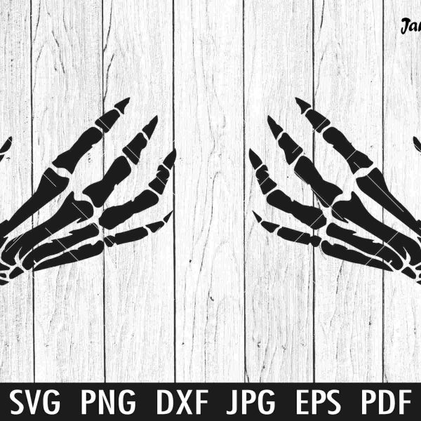 Spooky Skeleton Hands Skull SVG Clipart for Halloween Cute PNG