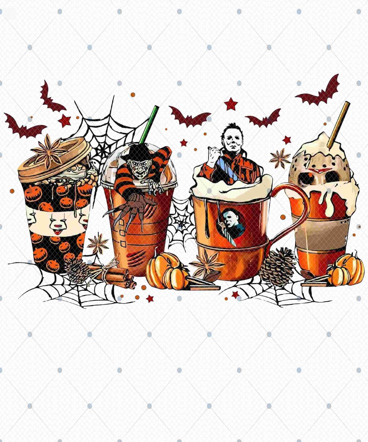 Spooky Skeleton Skull Coffee Cups Halloween PNG Designs