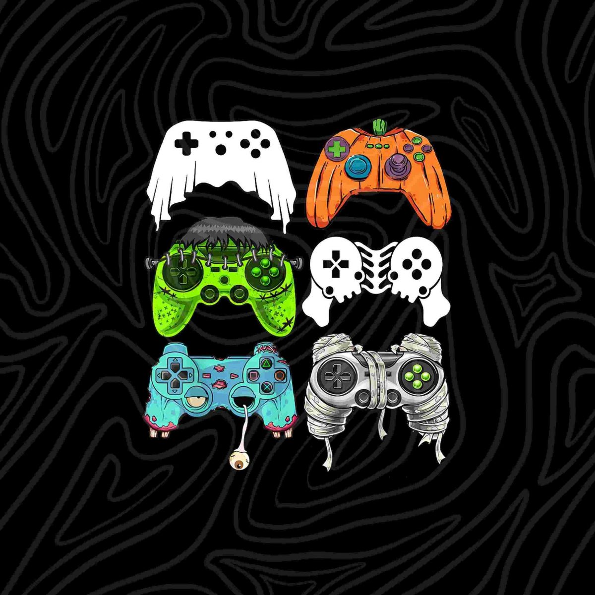 Spooky Skeleton Zombie Gaming Controllers for Boys and Kids SVG