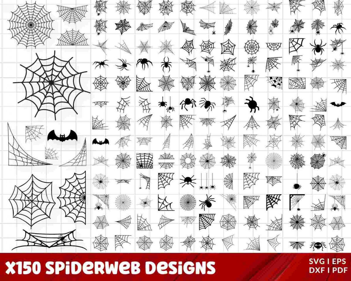 Spooky Spider Web Bundle SVG PNG Clipart for Halloween Cricut