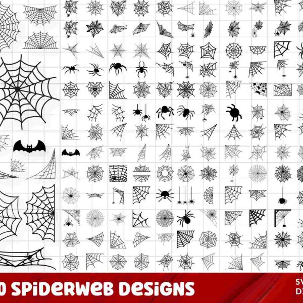 Spooky Spider Web Bundle SVG PNG Clipart for Halloween Cricut