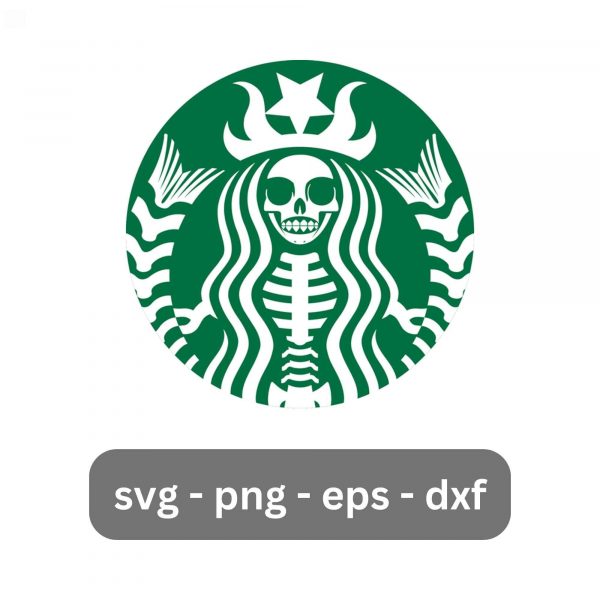 Spooky Starbucks Logo and Skeleton SVG for Halloween Crafting