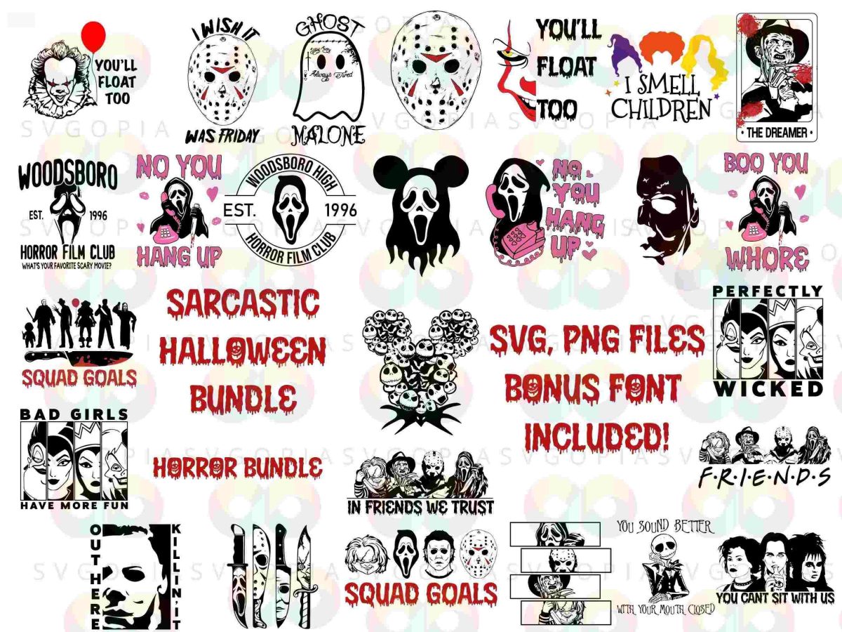 Spooky SVG Bundle Horror Characters Scream Sarcastic Halloween Jason