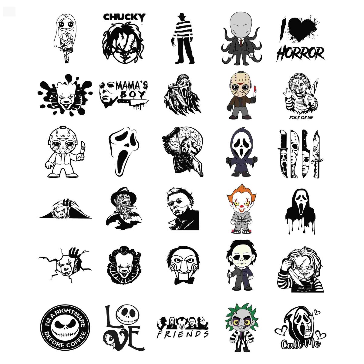 Spooky SVG Bundle Horror Movie Characters Halloween Designs