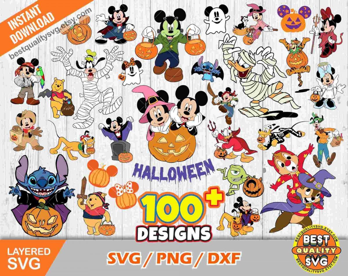 Spooky SVG Clipart Bundle for Halloween Mickey Friends SVG PNG Files