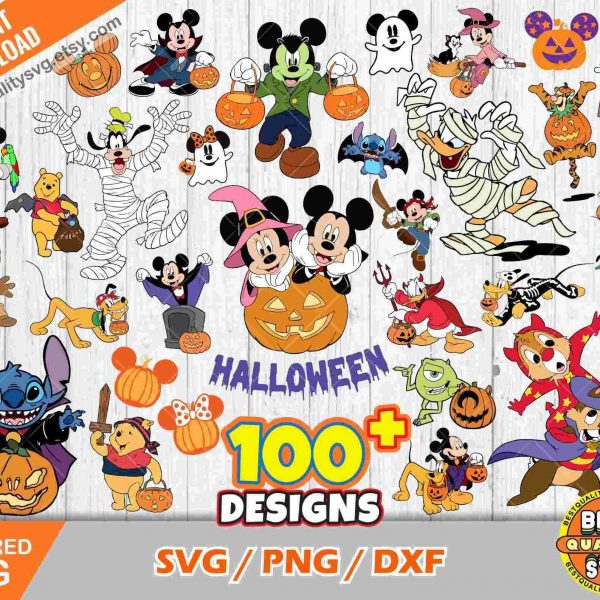 Spooky SVG Clipart Bundle for Halloween Mickey Friends SVG PNG Files