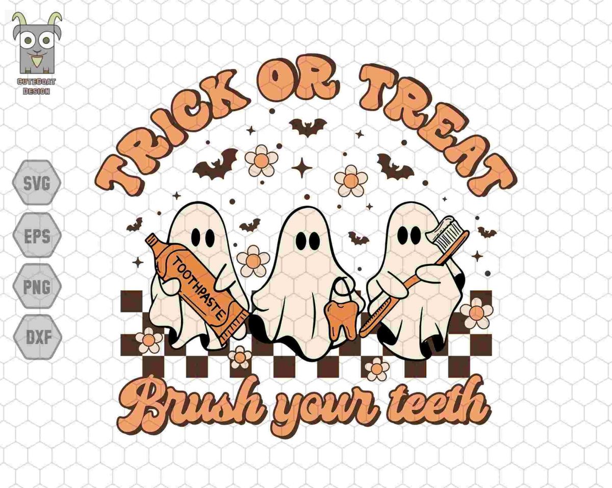 Spooky SVG Collection Trick Or Treat Brush Your Teeth Retro Halloween