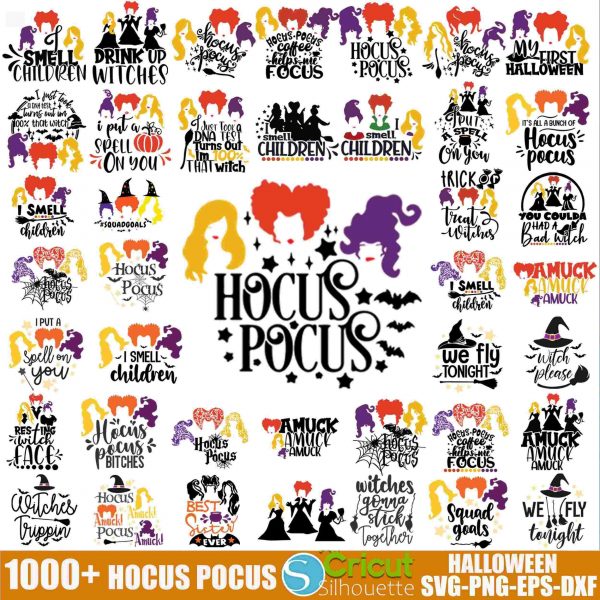 Spooky SVG PNG Bundle Sanderson Sisters Halloween Clipart Cricut