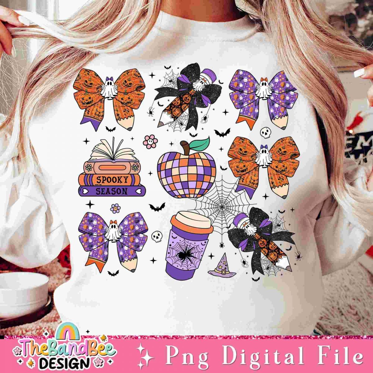 Spooky Teacher Coquette Halloween Pngs Pencil Bow Trendy SVG