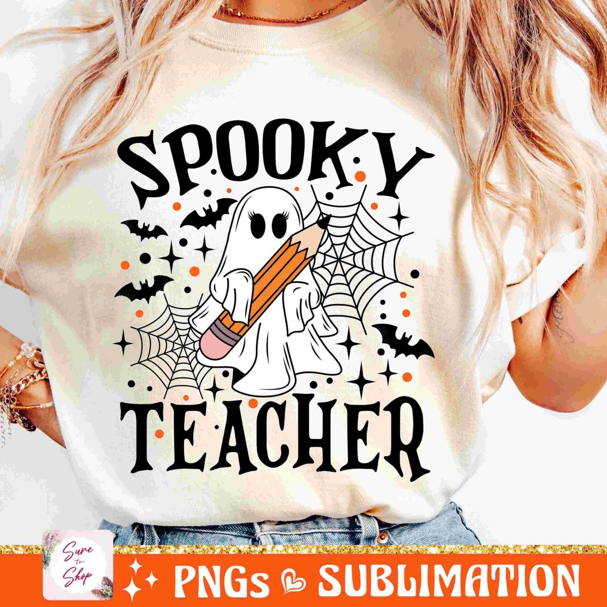 Spooky Teacher Cute Ghost SVG Retro Halloween Shirt Designs