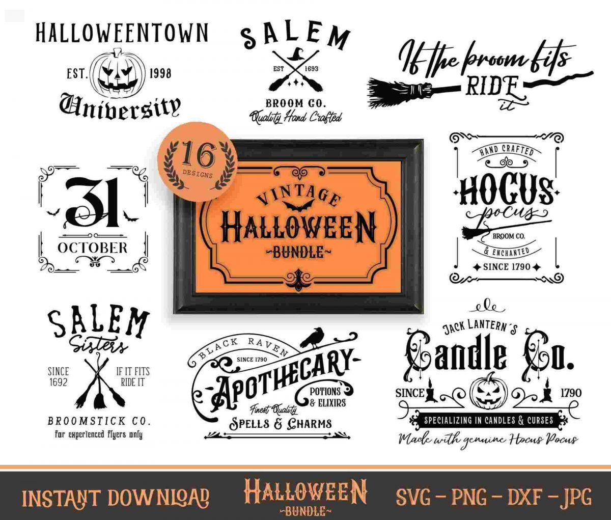 Spooky Vintage Halloween Bundle Sign Apothecary SVGs for Cricut