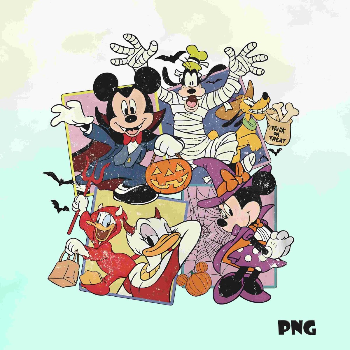 Spooky Vintage Mickey Friends Halloween PNG Bundle