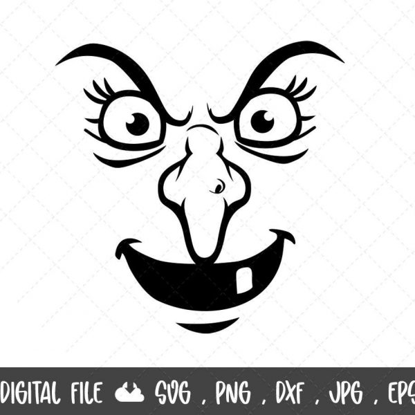 Spooky Witch Face SVG for Happy Halloween Clipart and CricutCut Files