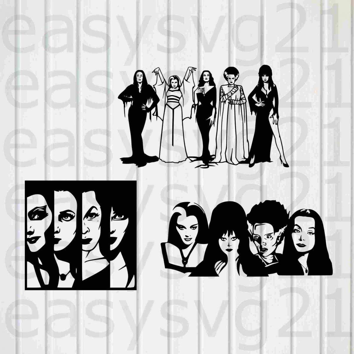 Spooky Women Villains SVG Halloween Clipart for TShirt Printing