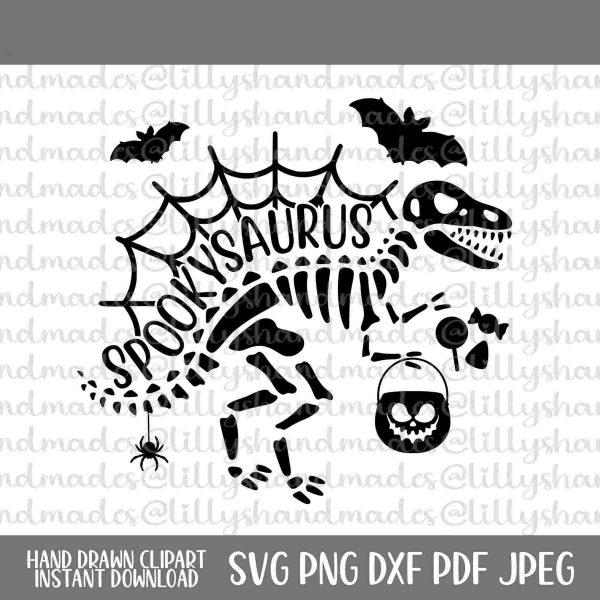 Spookysaurus Rex Halloween Shirt Svg for Kids Dinosaur Halloween Svg