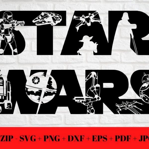 Star Wars Character Silhouettes in Classic Logo SVG PNG JPG dxf eps