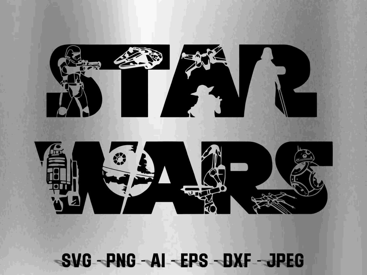 Star Wars Logo Character Silhouettes in SVG PNG JPG dxf eps pdf Cut