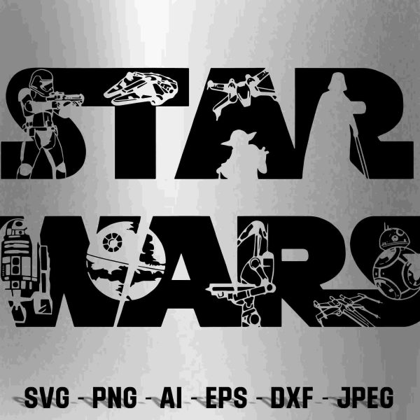 Star Wars Logo Character Silhouettes in SVG PNG JPG dxf eps pdf Cut