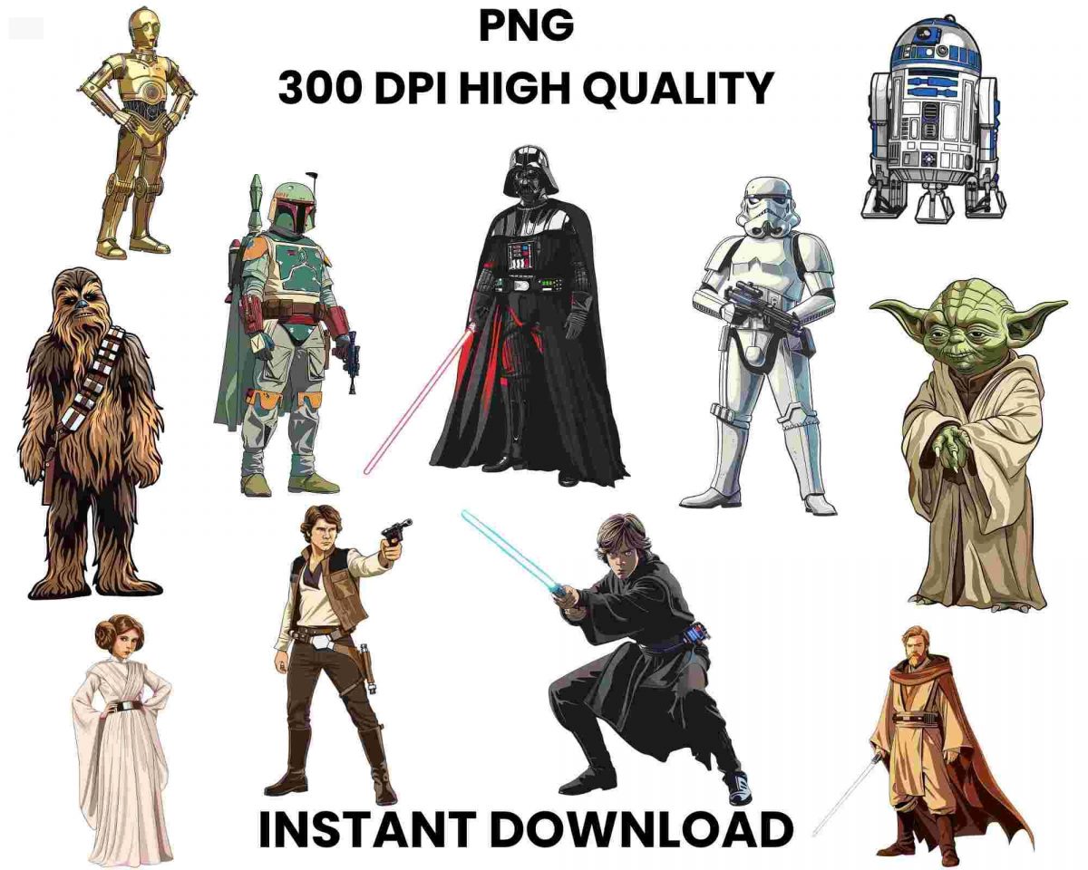 Star Wars SVG PNG Bundle Clipart Stickers Decorations Sublimation