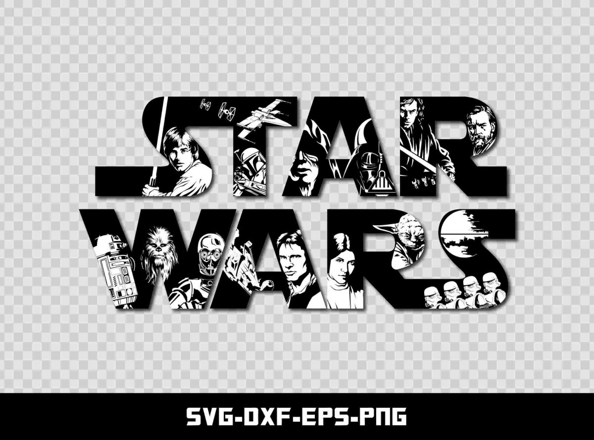 Star Wars Text Character Silhouettes SVG DXF PNG for Cricut