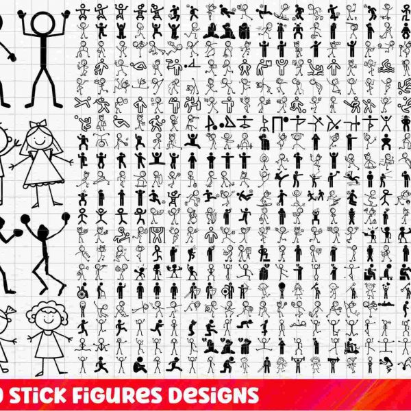 Stick figures SVG Bundle, Stick figures PNG Bundle, Stick figures Clipart, Stick figures Cut Files for Cricut, Stick Family Svg, Stick Girl