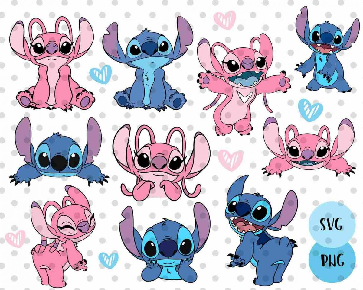 Stitch Angel SVG Bundle 11pcs for Ohana couples family trip shirts