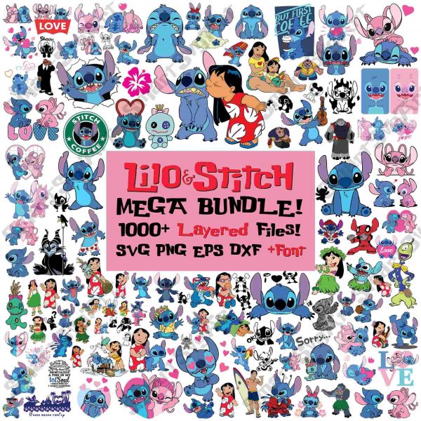 Stitch Clipart Bundle 1000 SVG PNG Layers for Cricut Silhouette