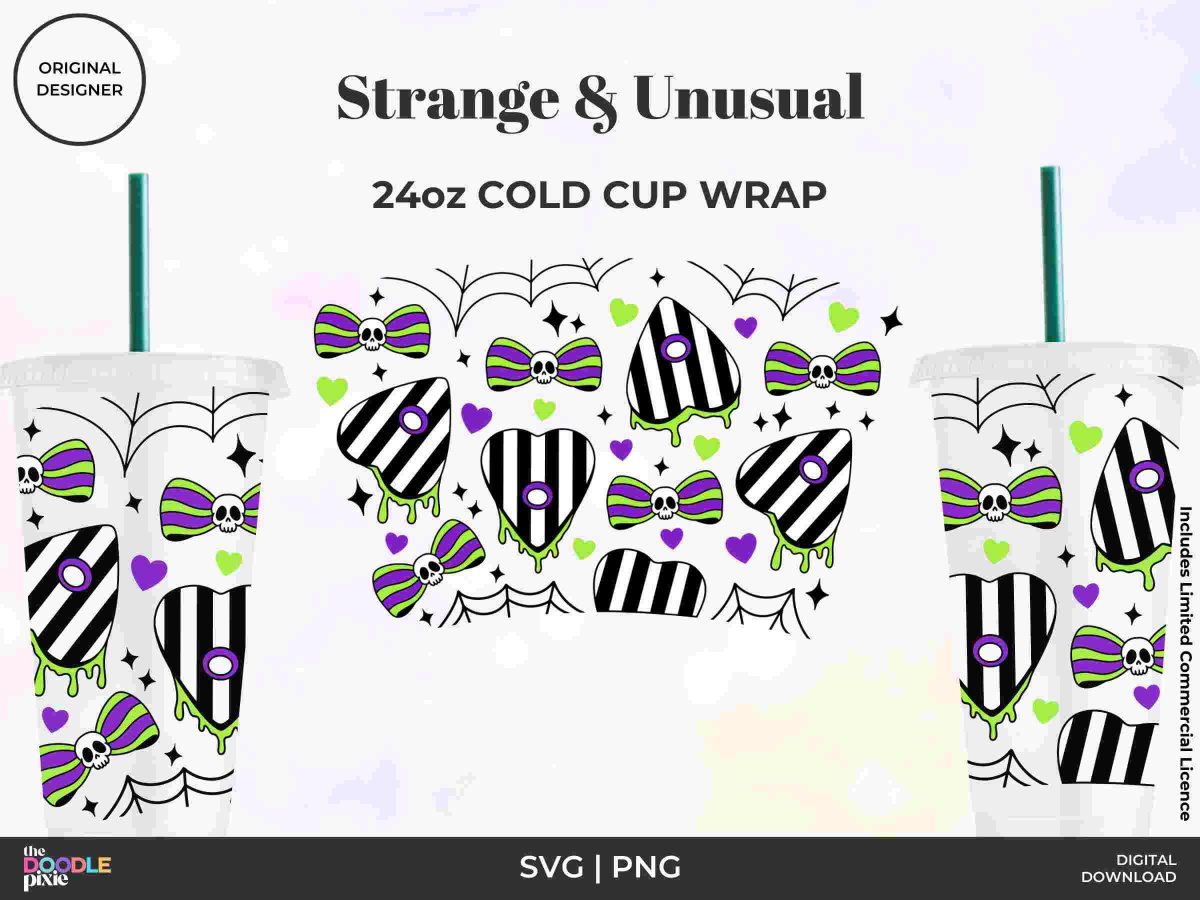 Strange & Unusual Cold Cup svg Design, Gothic Creepy Cold Cup Design, Beetle Inspired svg, Cold Cup svg, No Hole, Cricut Cutting 24oz Venti