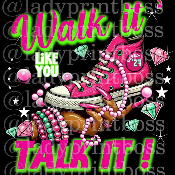 Stroll the Talk Kamala Harris 2024 PNG Pearls Chucks Rally for