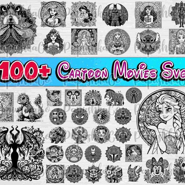 Stunning 100 Cartoon SVG Designs Mega Bundle Enchanted Rose Weeding