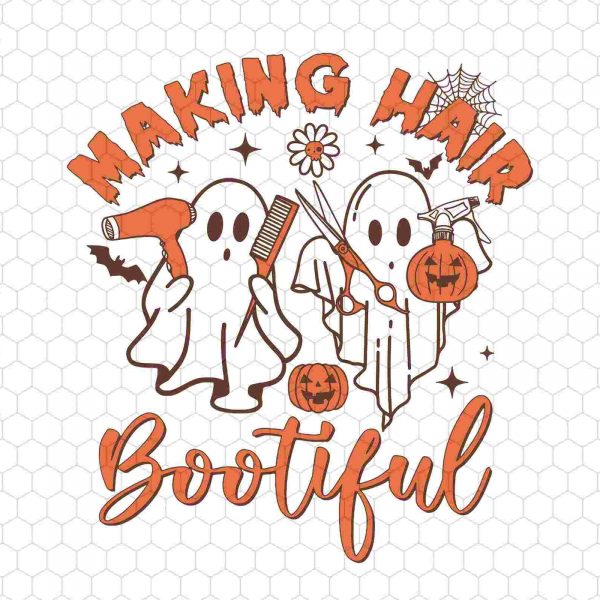 Stylish Hair Ghosts Pumpkin Svg for Trendy Halloween Gifts