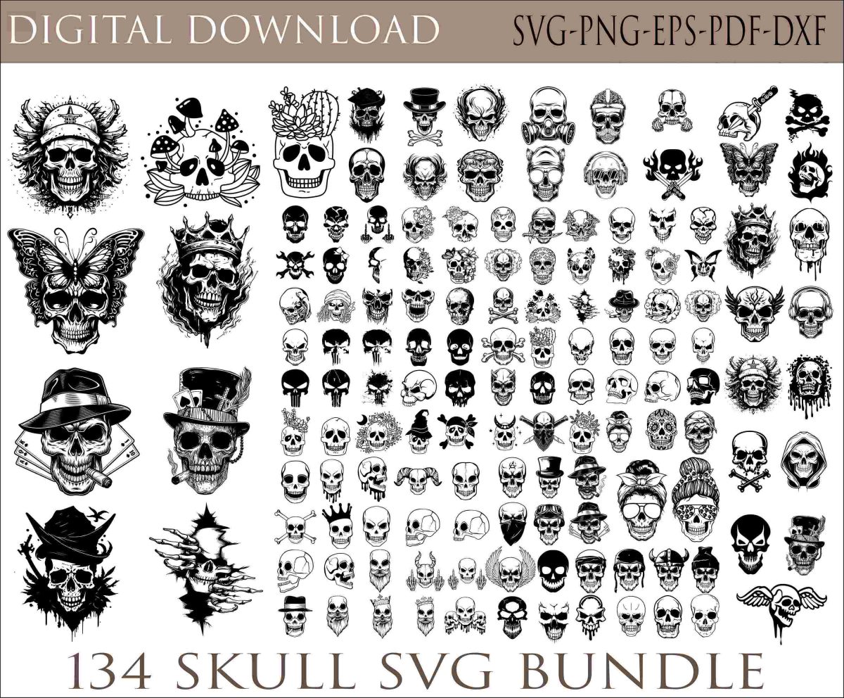 Sugar Skulls Skeletons Westernthemed SVG PNG Bundle