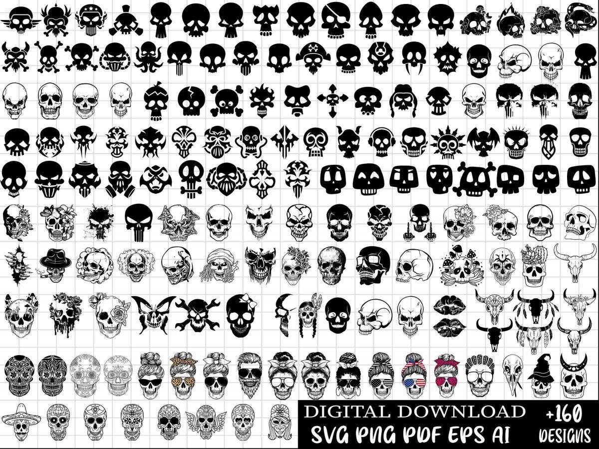 Sugar Skulls SVG Bundle Clipart PNG Files for Cricut Instant Download