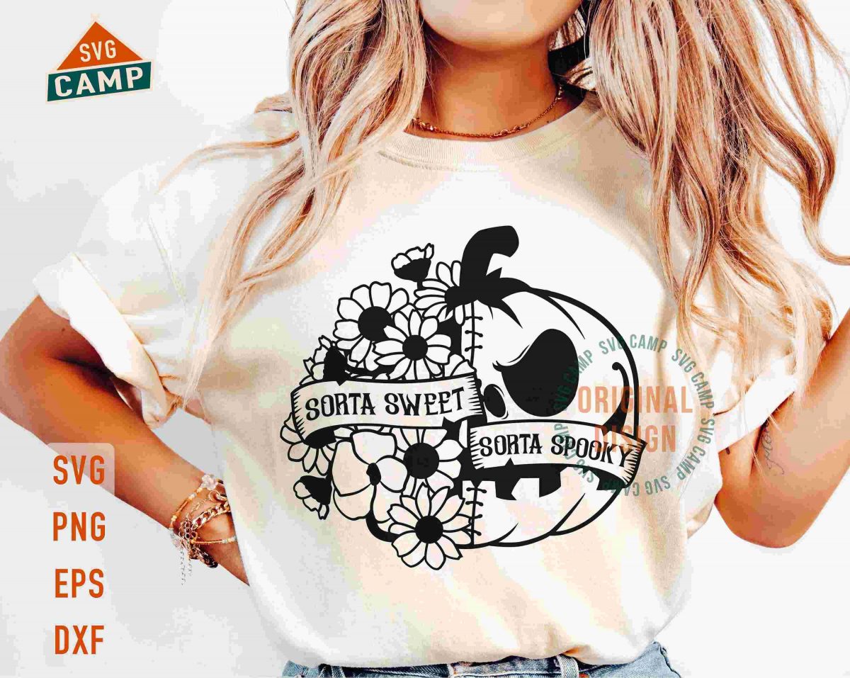 Sweet Spooky Floral Pumpkin Svg for Halloween Shirts