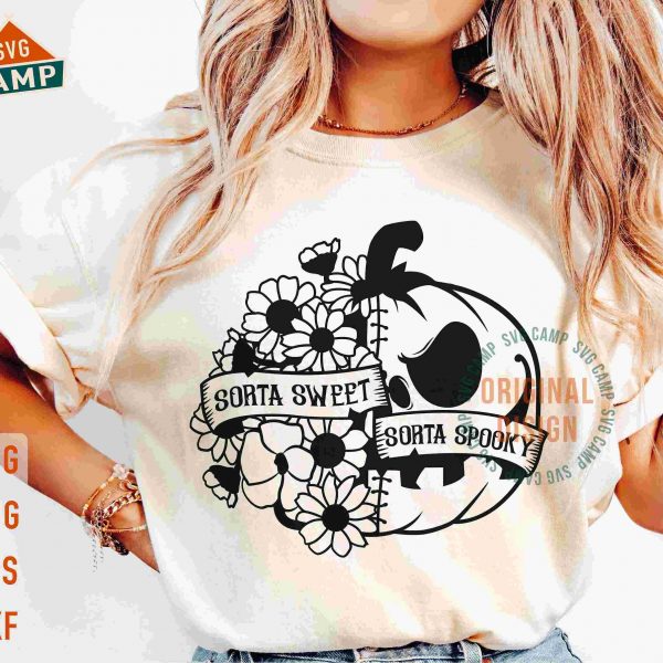 Sweet Spooky Floral Pumpkin Svg for Halloween Shirts