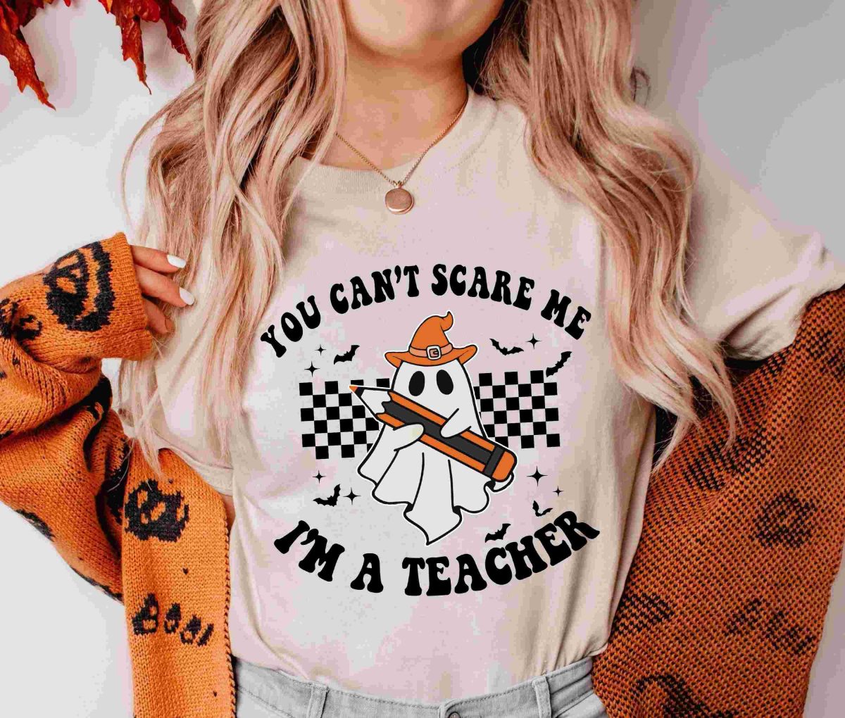 Teacher Halloween PNG Spooky Ghost Sublimation Shirt