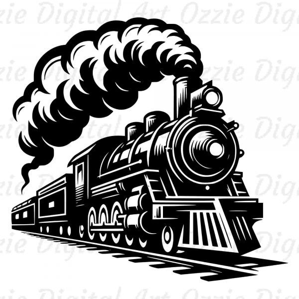 Train Svg & Png, Train Clipart, Train Vector Image, Locomotive Silhouette, Railway Locomotive Sublimation Design, Train Cut File