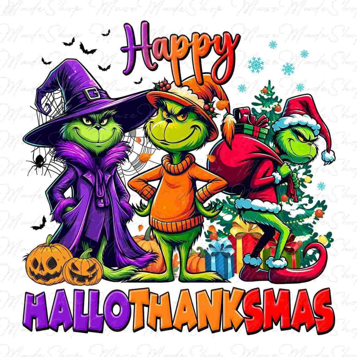 Trendy Christmas Characters Png for Hallothanksmas Celebration