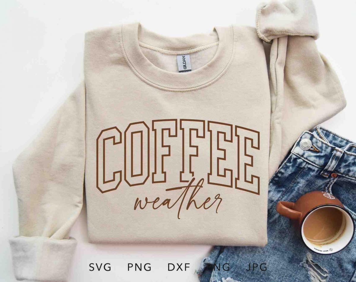 Trendy Coffee Weather SVG PNG dxf jpg eps for Vintage Autumn Retro