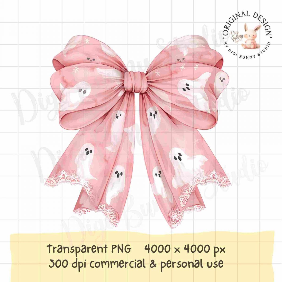 Trendy Cute Ghost Pink Halloween Coquette Bows PNG Designs