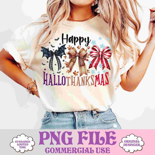 Trendy Hallothanksmas Halloween Coquette Bow PNG Designs